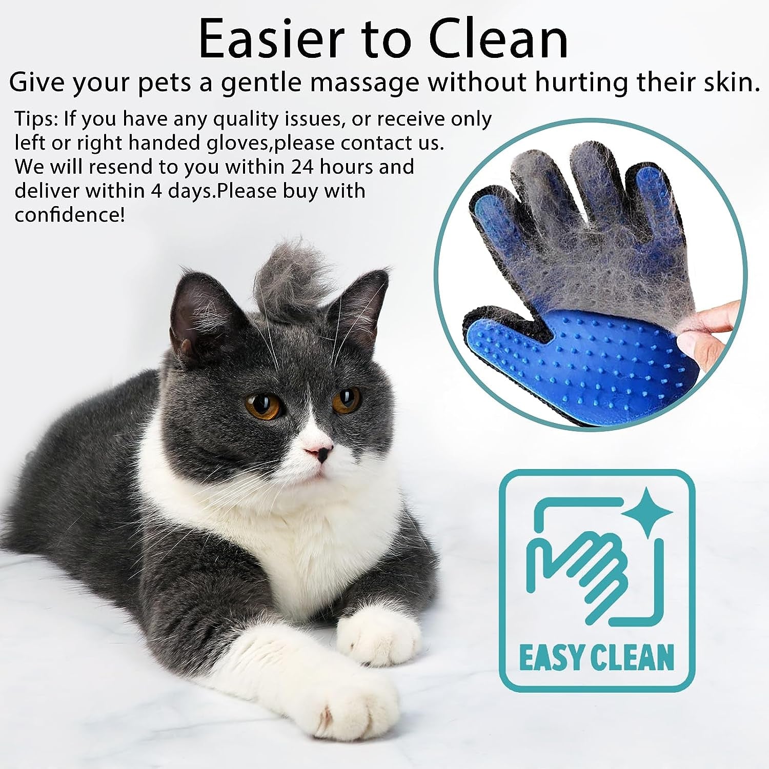 Cat Grooming Glove Brush,Pet Hair Remover Tool,Reusable Dog Hair Fur Remover for Carpet,Furniture,Couch,Clothes,Eco-Friendly and High Efficiency