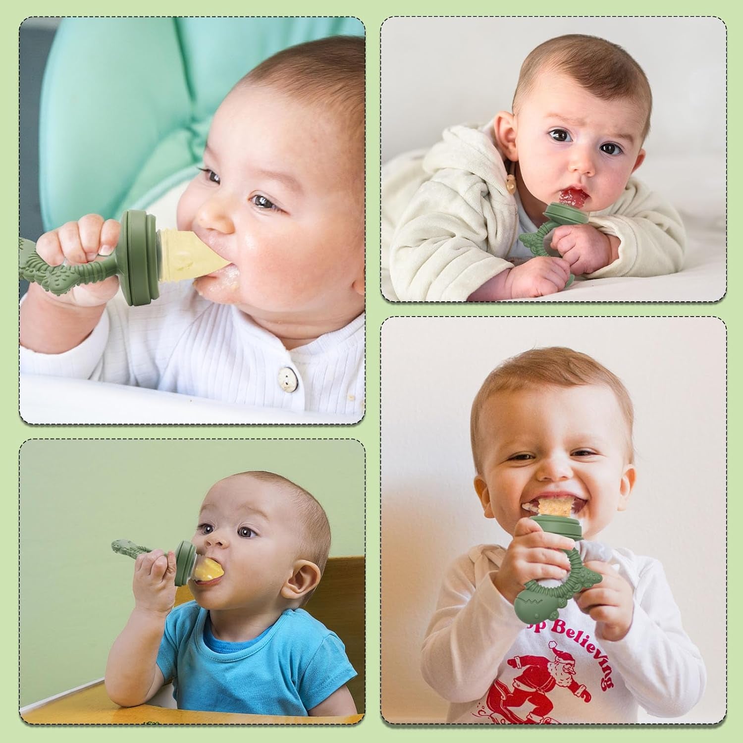 Baby Breastmilk Popsicle Molds & Baby Fruit Feeder Pacifier, Silicone Baby Food Freezer Tray Storage Containers for Infant Teething Self Feeding
