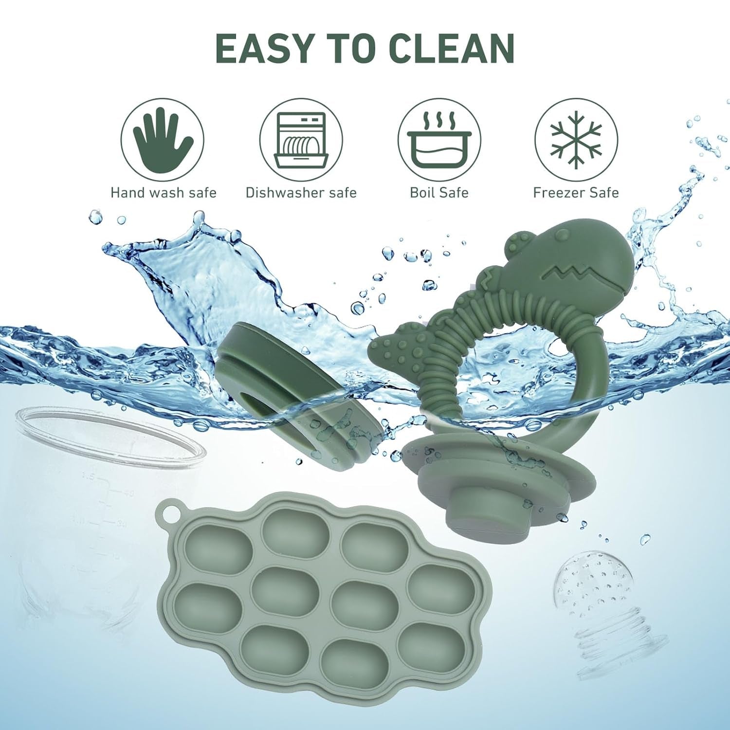 Baby Breastmilk Popsicle Molds & Baby Fruit Feeder Pacifier, Silicone Baby Food Freezer Tray Storage Containers for Infant Teething Self Feeding