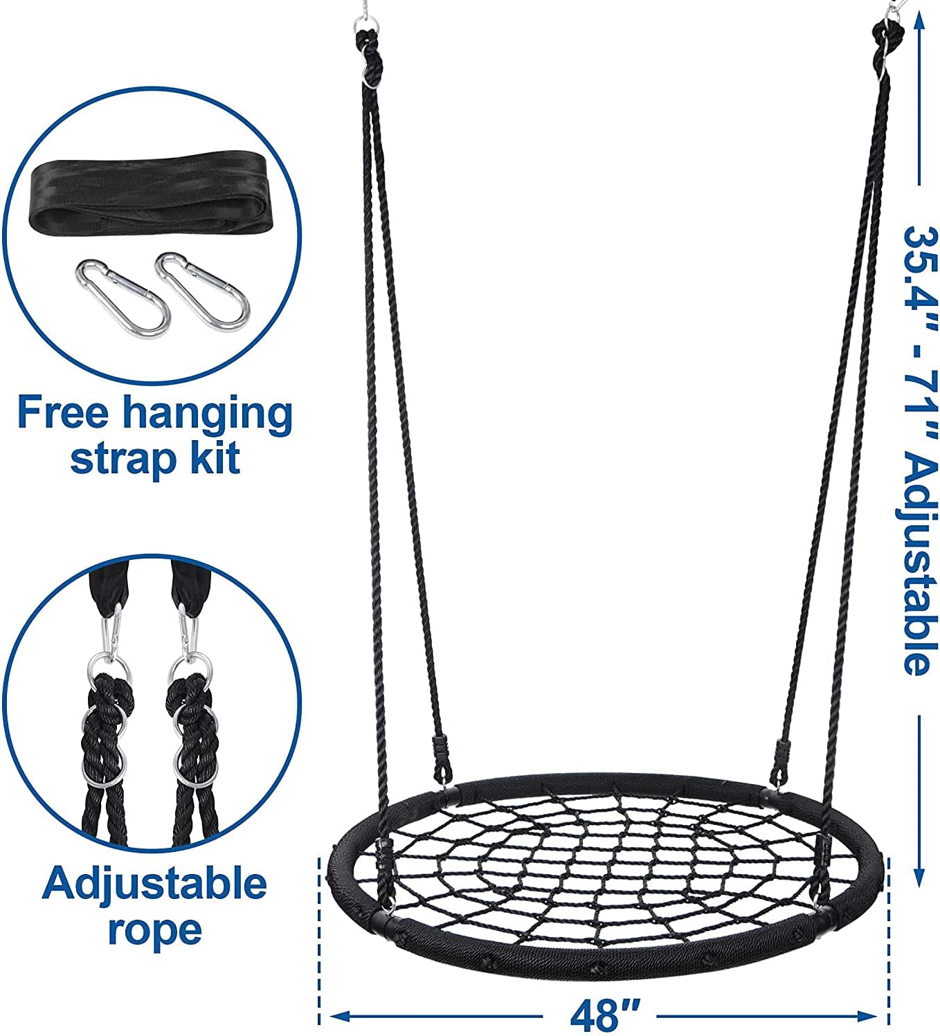 48 Inch Web Tree Swing with Heavy Duty Metal Frame for Kids & Adults - 440 LBS Capacity