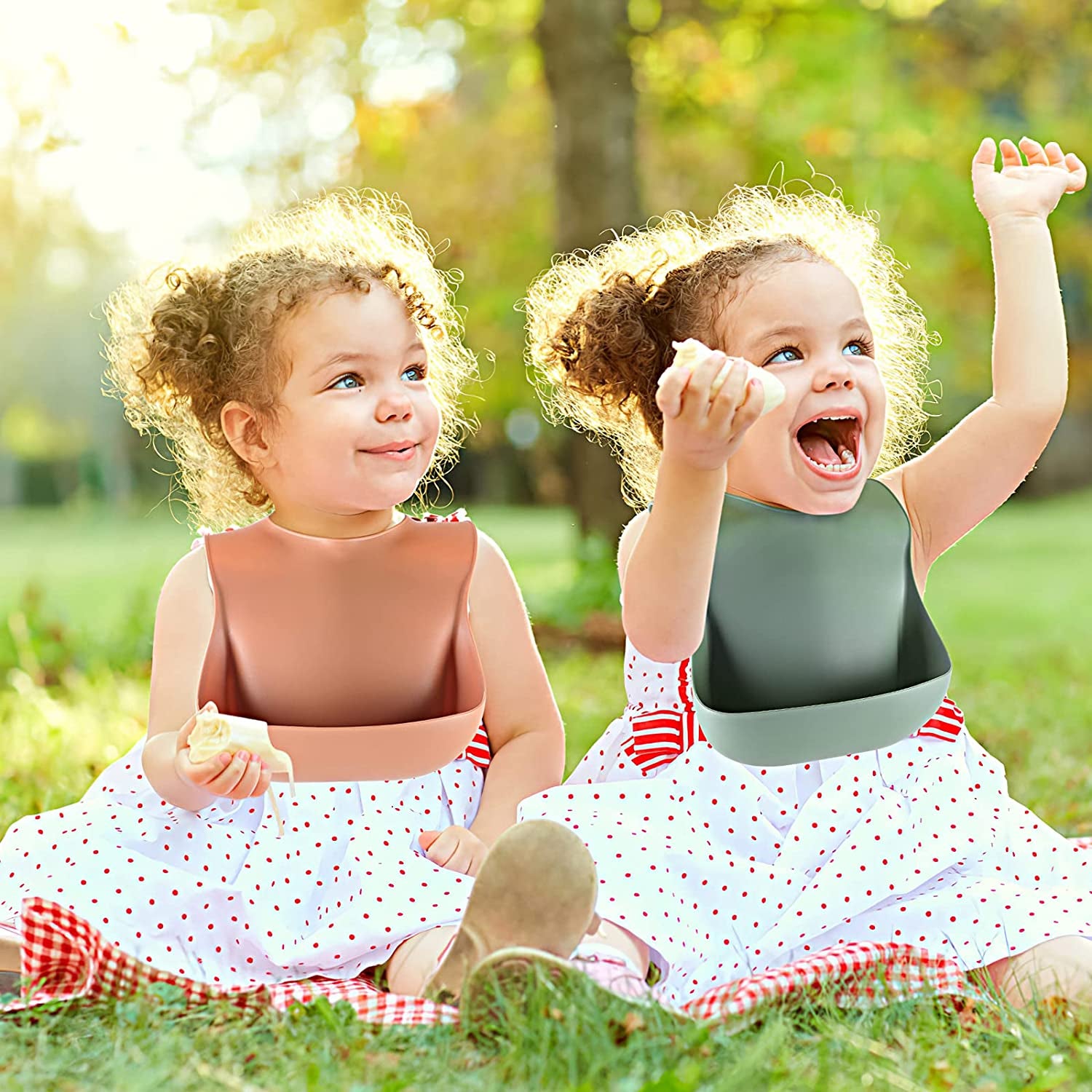 Silicone Baby Bibs for Babies & Toddlers Set of 3, BPA Free Unisex Soft Adjustable Fit Waterproof Feeding Bibs