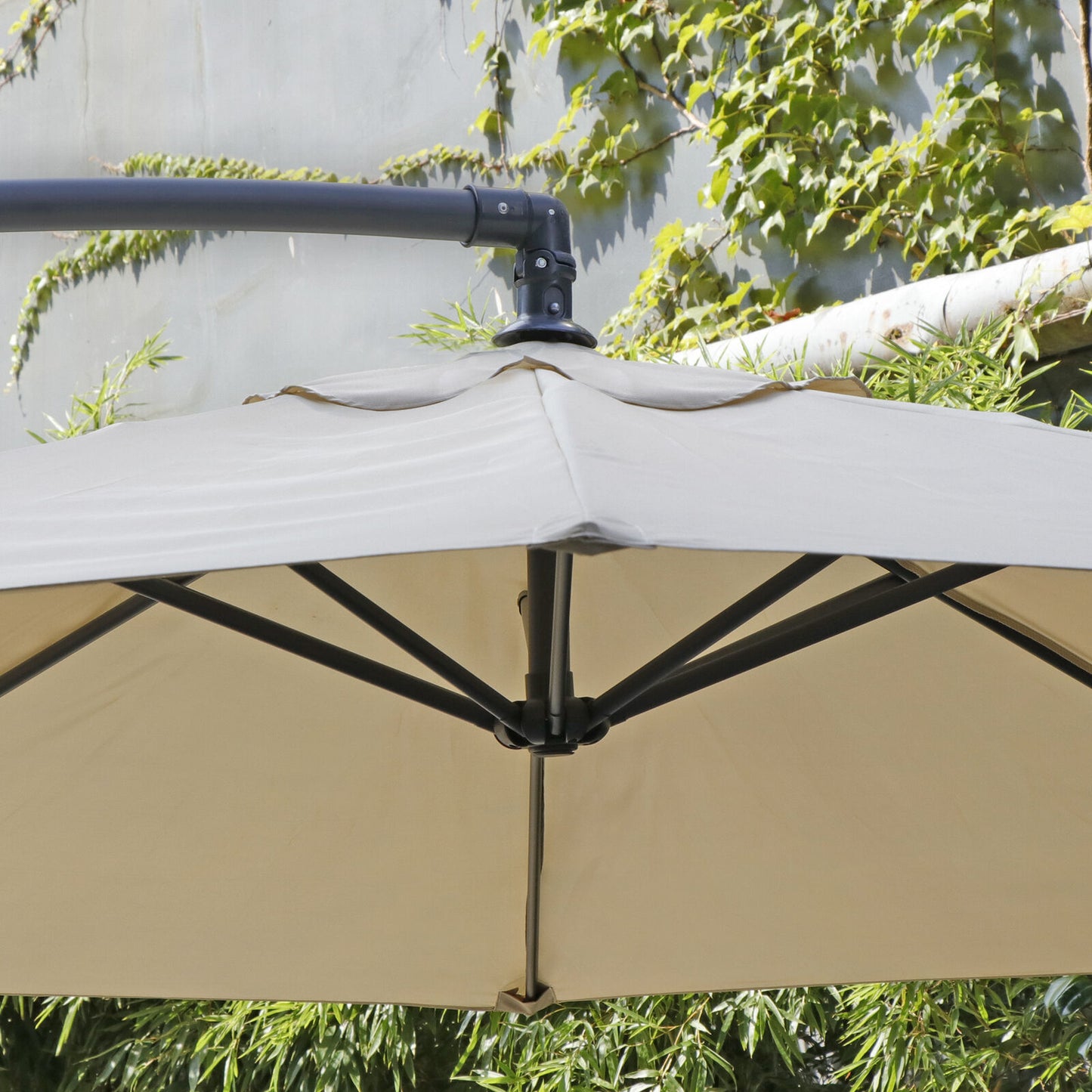 10ft Cantilever Patio Umbrella Hanging Market Umbrellas with Crank in Garden Tan