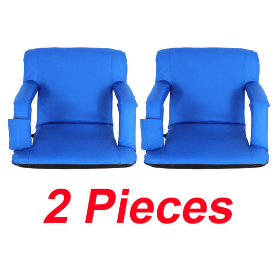 2PCS Stadium Seat Chairs 5 Reclining Positions Bleacher w/ Padded Cushion Backs