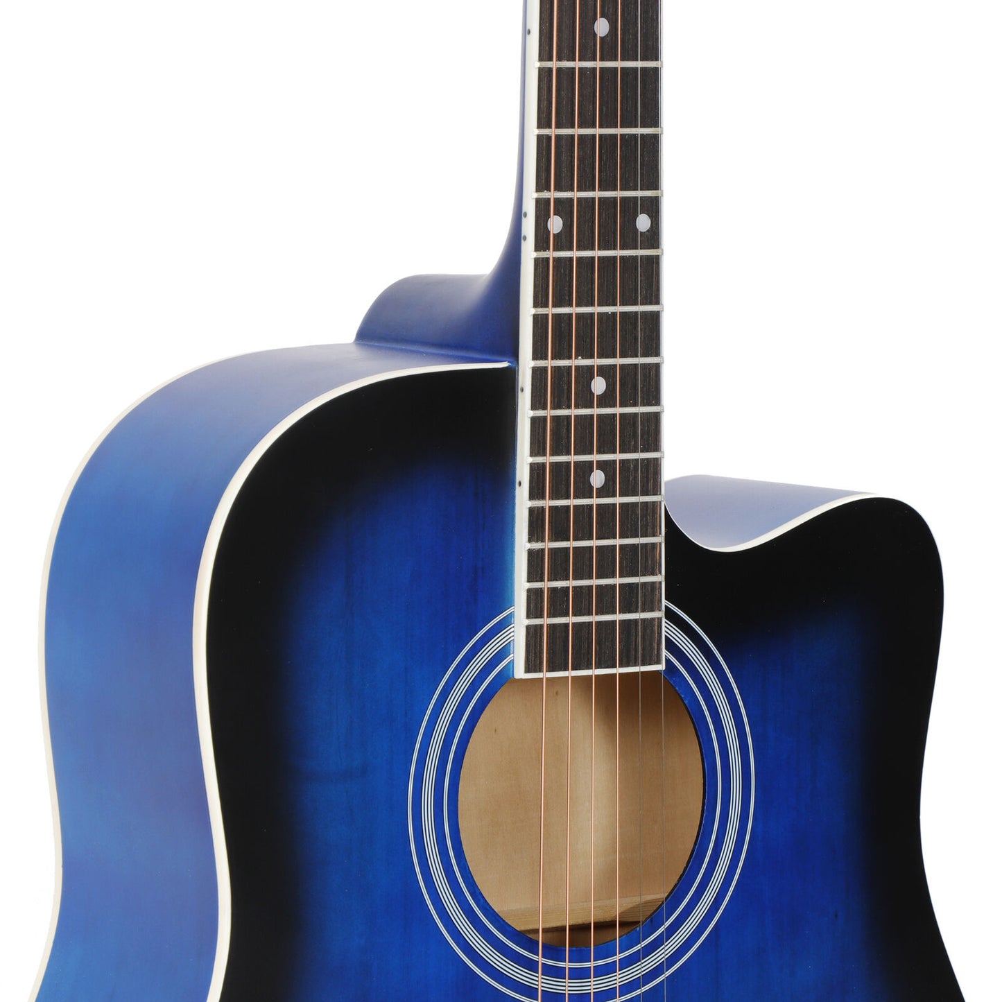 41" Full Size Beginner Acoustic Cutaway Guitar w/Case Strap Capo Strings Blue