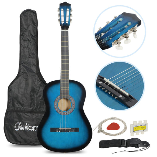 Professional 38" Acoustic Callaway Folk Guitar Starter Package Blue
