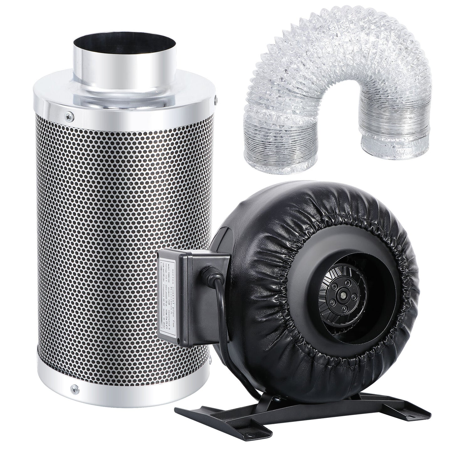 Air Filtration Kit 276 CFM Inline Fan Carbon Filter and 8 Feet of Ducting Combo