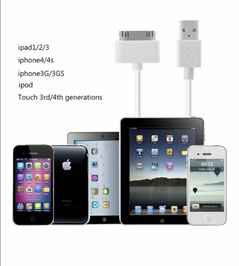 6FT USB 2.0 Charger Data Sync Cable Cord For iPhone 3G/4/4S iPad 2 iPod nano1-6