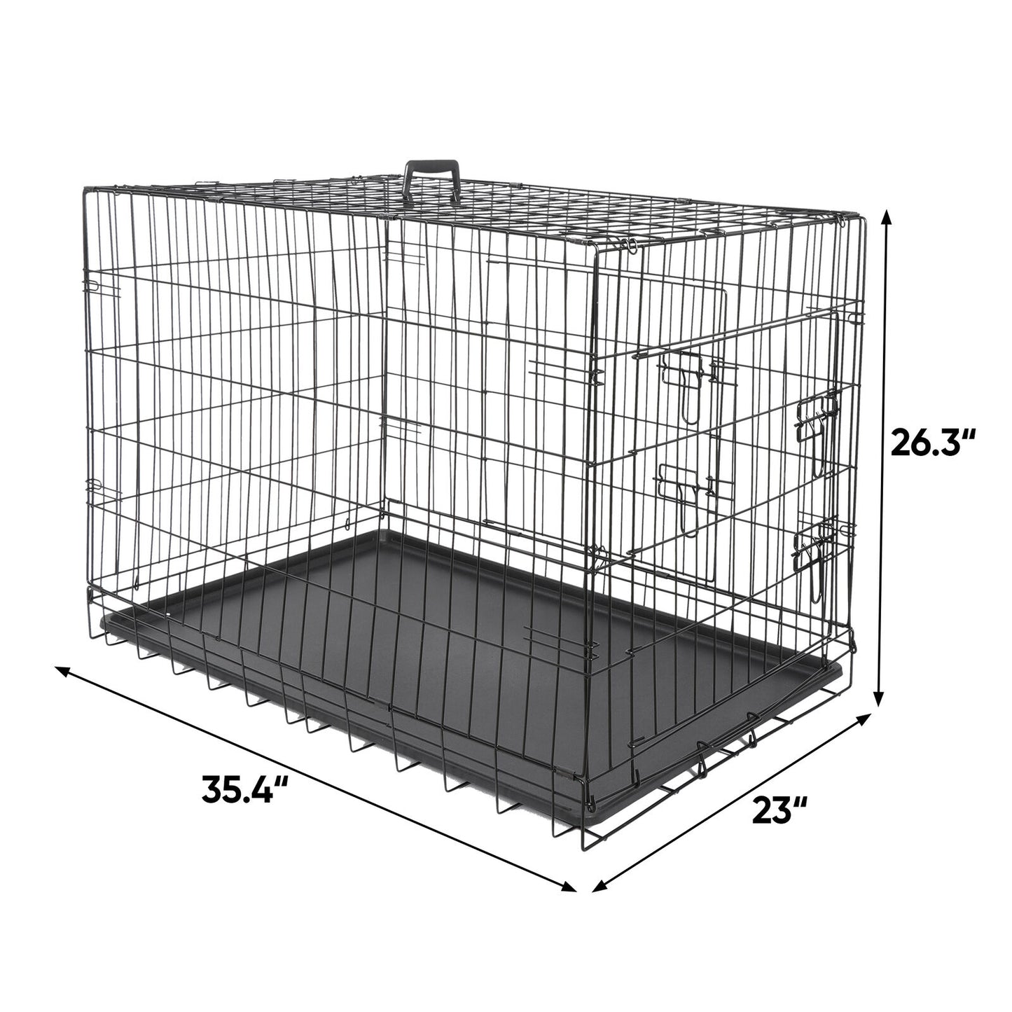 2X 36" Metal Pets Dog Crate Double Door Folding Metal Dog Crates Fully Equipped