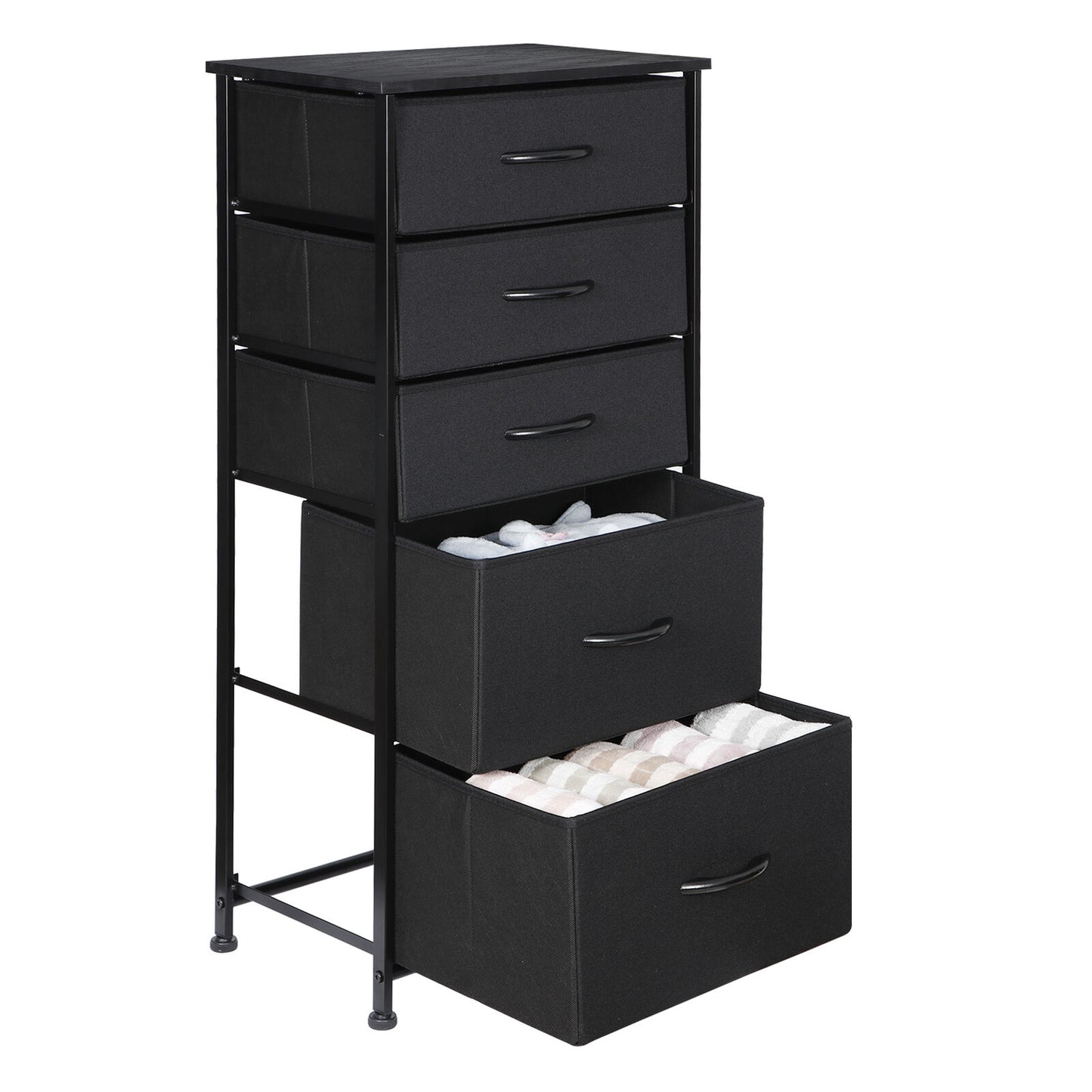 Dresser with 5 Drawers Fabric Storage Tower Organizer Unit for Bedroom Grey