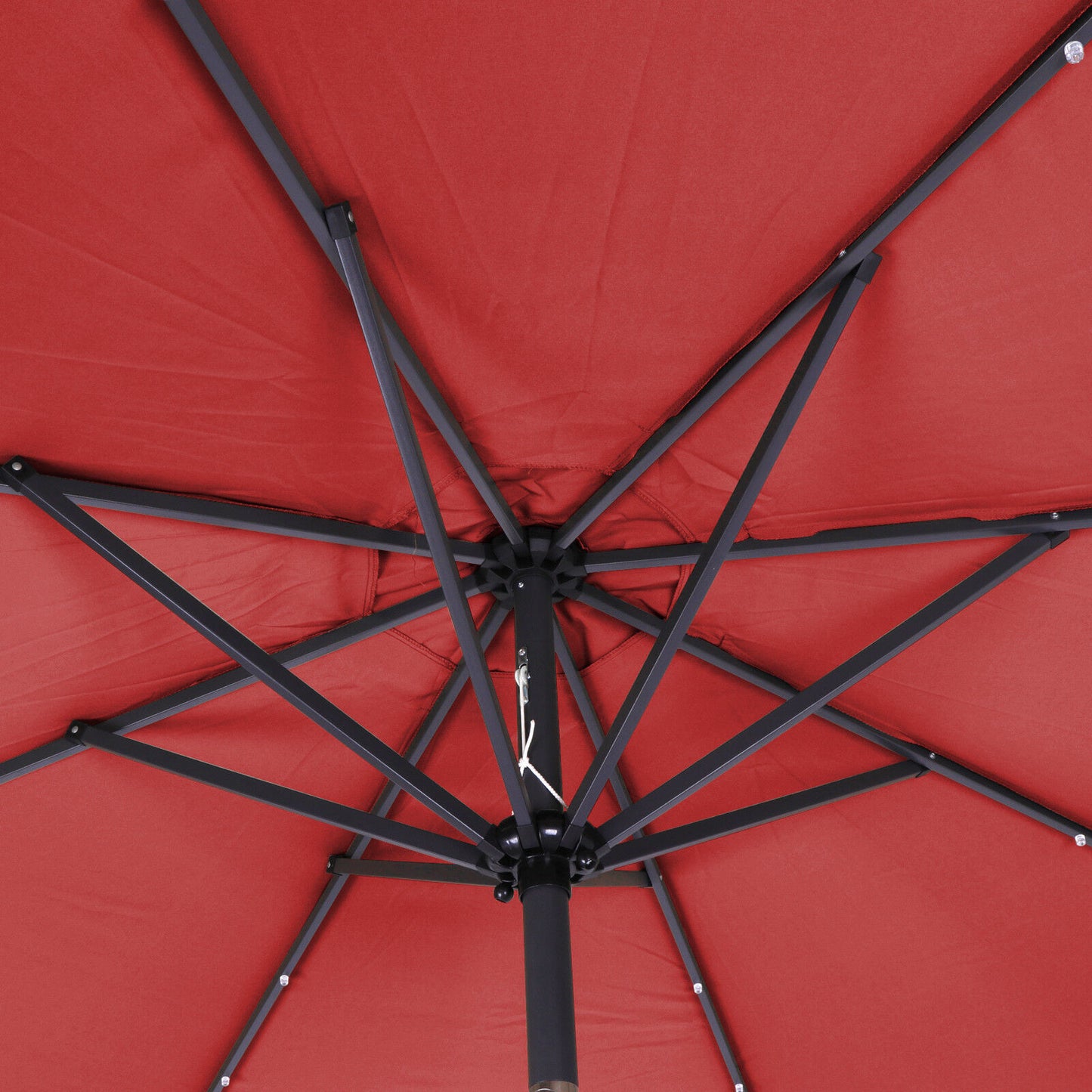 10' Hanging Solar LED Umbrella Patio Sun Shade Offset Market Burgundy