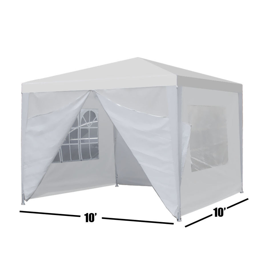 10'x10' 4 Walls Outdoor Canopy Party Tent Wedding Heavy Duty Gazebo Garden BBQ
