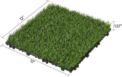 12&quot; X 12&quot; Artificial Grass, Turf Tiles Interlocking Self-Draining Grass, Fake Grass, Grass Pad for Dogs Potty, Patio, Balcony, Outdoor, Floor Decor, Pet, 27 Pack
