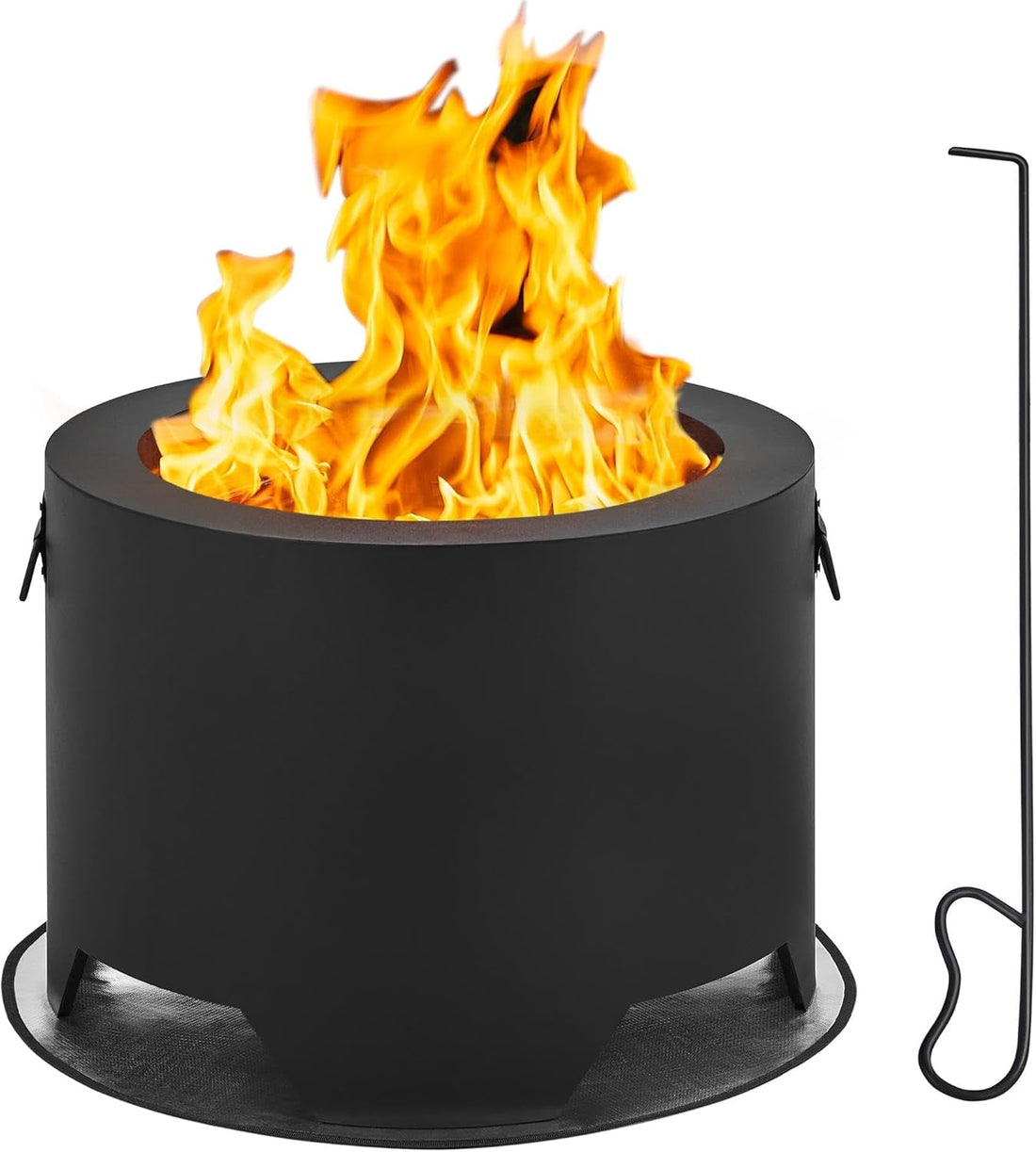 Fire Pit 23.5In Smokeless Fire Pit Tabletop with Stand Outdoor Wood Burning Firepit Set for outside Camping with Silicone Mat &amp; Fire Poker &amp; Rain Cover &amp; Lid &amp; Log Grate