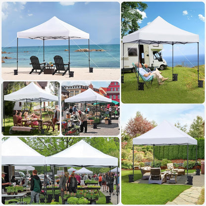 Canopy Tent, Commercial Instant Heavy Duty Canopy, 500D Waterproof Adjustable Canopy with Wheeled Carry Bag, 4 Sandbags and 4 Stakes (10X10, White)