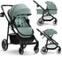 2 in 1 Baby Stroller, High Landscape Infant Stroller & Reversible Bassinet Pram, Foldable Pushchair with Adjustable Canopy, Cup Holder, Storage Basket, Suspension Wheels (Green)
