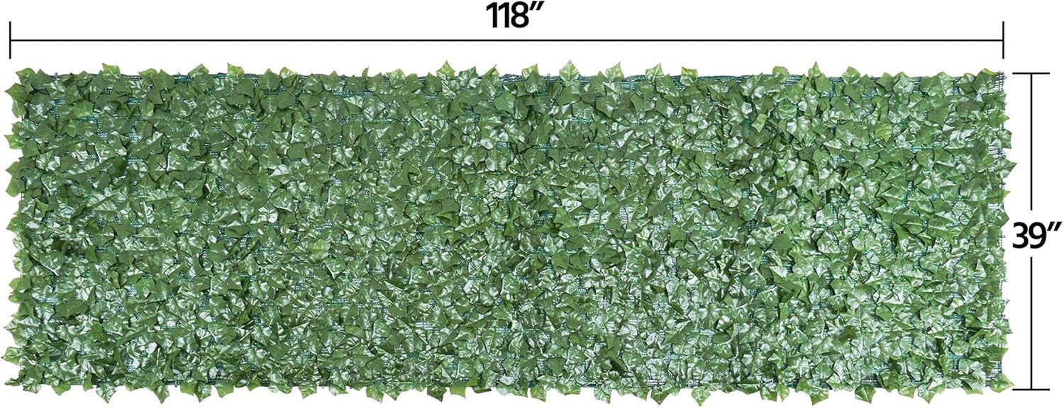Faux Ivy Privacy Screen, 118&quot; X 39&quot; Artificial Hedges Privacy Protective &amp; Faux Ivy Leaf Decorative Screen W/Mesh Backing for Outdoor Indoor Garden Balcony Decor, 1PCS