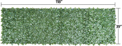 Faux Ivy Privacy Screen, 118&quot; X 39&quot; Artificial Hedges Privacy Protective &amp; Faux Ivy Leaf Decorative Screen W/Mesh Backing for Outdoor Indoor Garden Balcony Decor, 1PCS