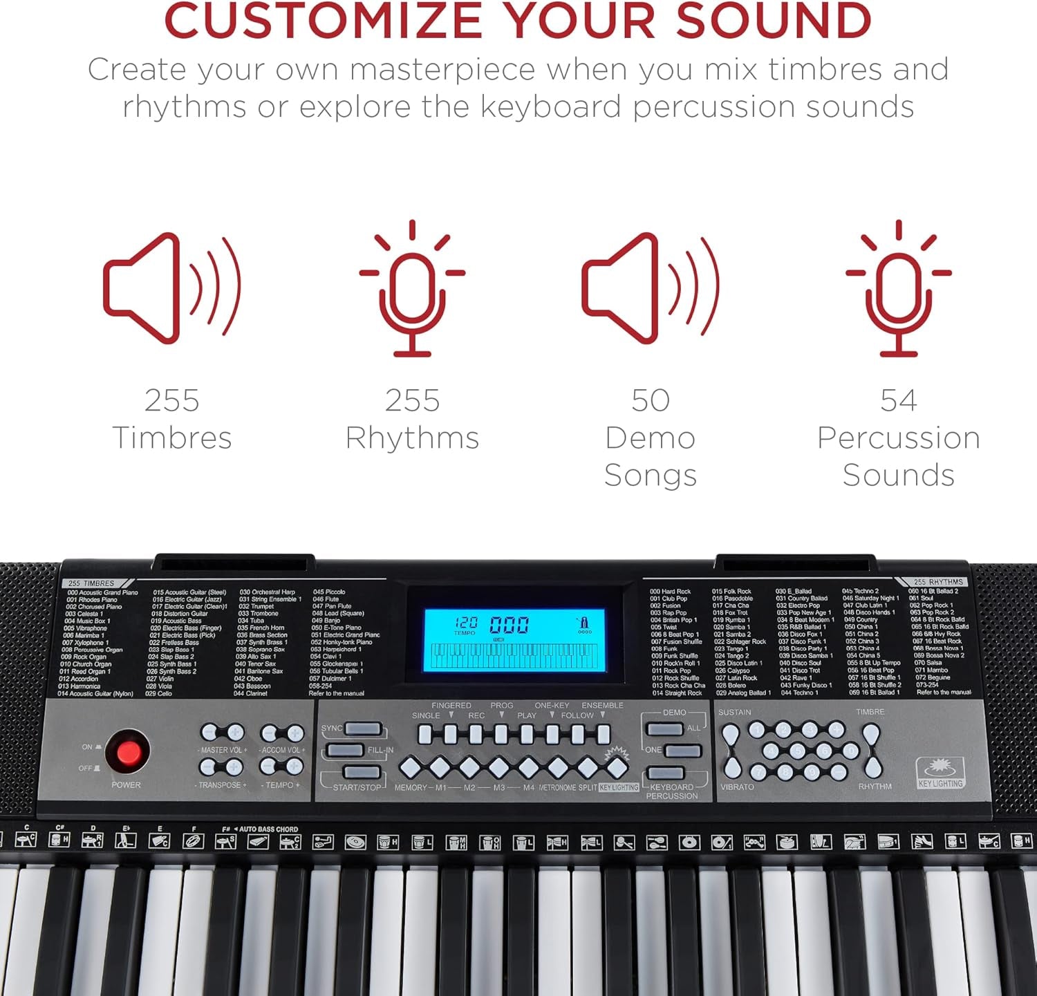 54-Key Portable Electronic Keyboard Piano for Beginners - Complete Set with LCD Screen, Power Adapter, Teaching Modes, Music Sheet Stand, and Built-in Speakers