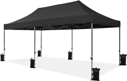 Canopy Tent, Commercial Instant Heavy Duty Canopy, 500D Waterproof Adjustable Canopy with Wheeled Carry Bag, 4 Sandbags and 4 Stakes (10X10, White)