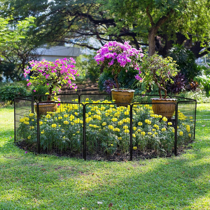 40In X 21Ft Decorative Garden Fence Rustproof Folding Fencing Landscape Patio Flower Bed Animal Barrier Border for Dog Outdoor Fences Black