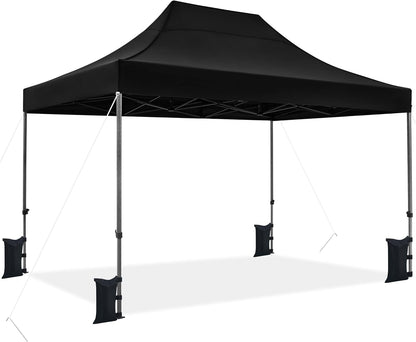 Canopy Tent, Commercial Instant Heavy Duty Canopy, 500D Waterproof Adjustable Canopy with Wheeled Carry Bag, 4 Sandbags and 4 Stakes (10X10, White)