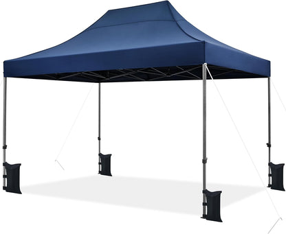 Canopy Tent, Commercial Instant Heavy Duty Canopy, 500D Waterproof Adjustable Canopy with Wheeled Carry Bag, 4 Sandbags and 4 Stakes (10X10, White)