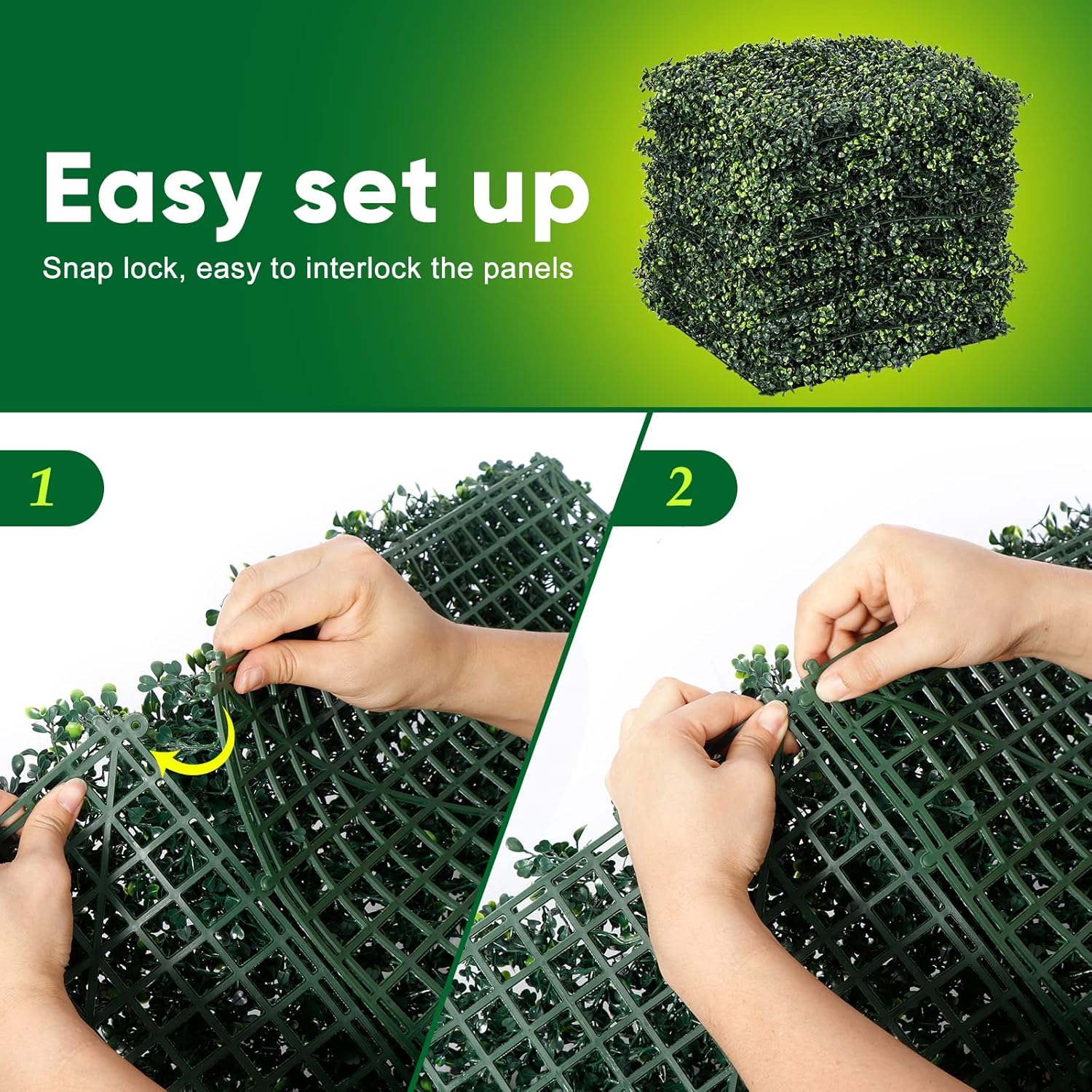 12PCS 20&quot;x20&quot; Artificial Hedge Wall Screen 4 Layers Plant Wall