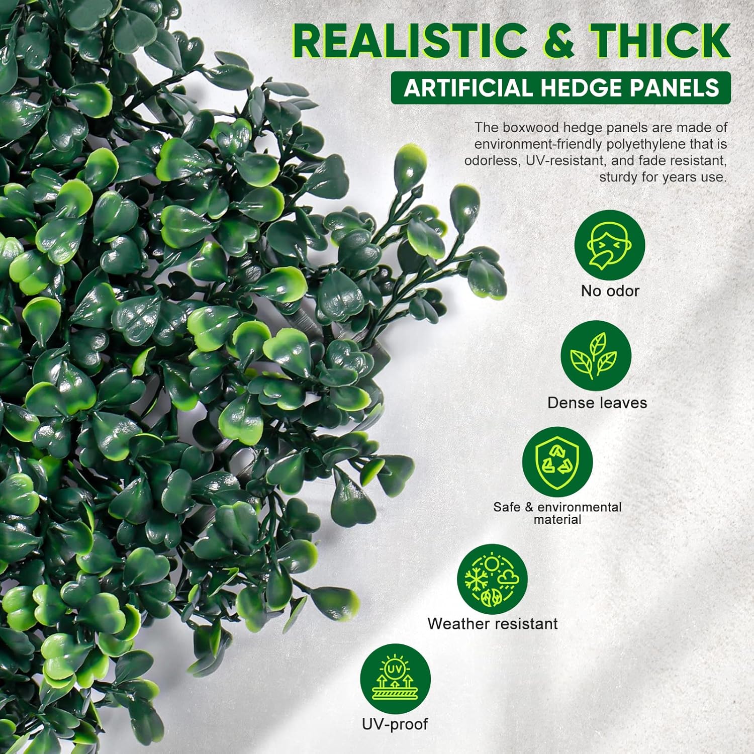 12PCS 20&quot;x20&quot; Artificial Hedge Wall Screen 4 Layers Plant Wall