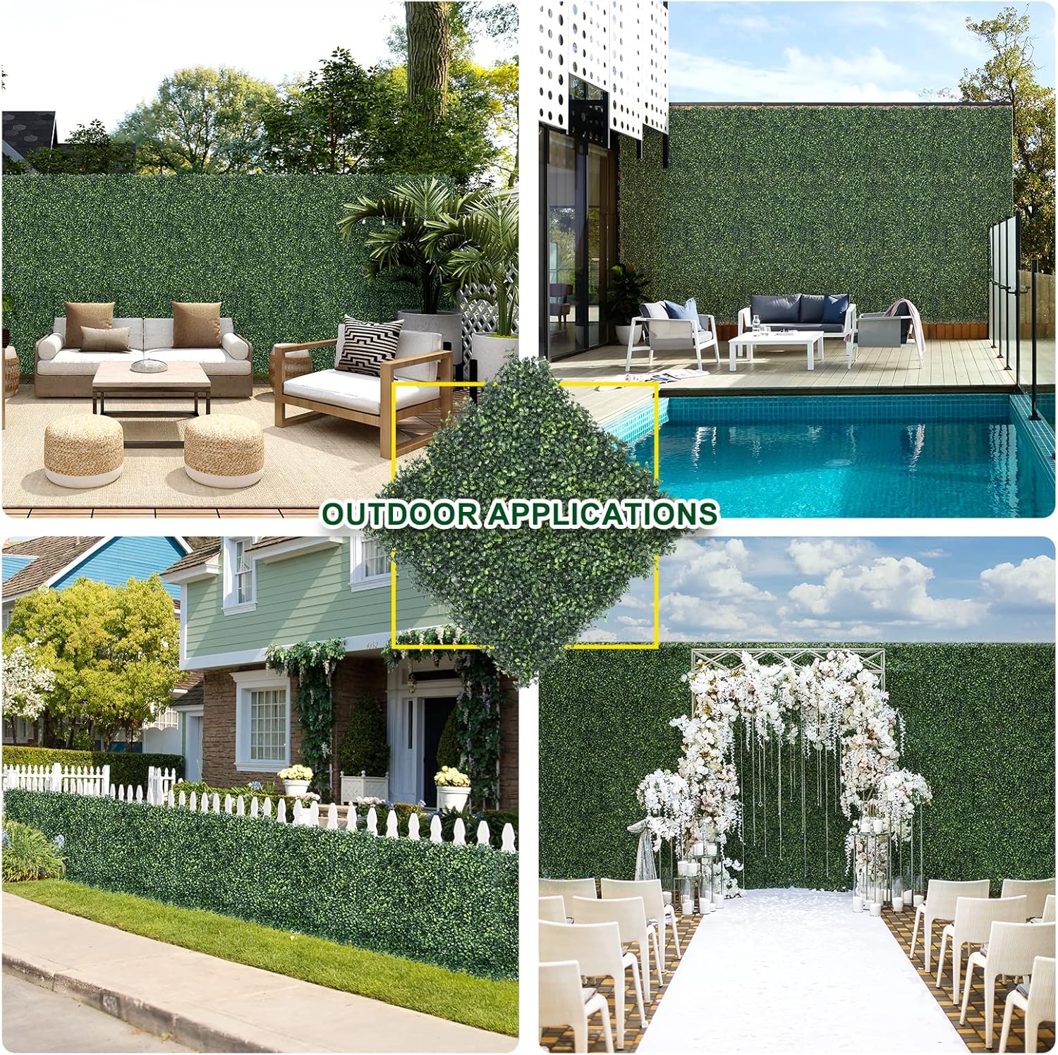 12PCS 20&quot;x20&quot; Artificial Hedge Wall Screen 4 Layers Plant Wall