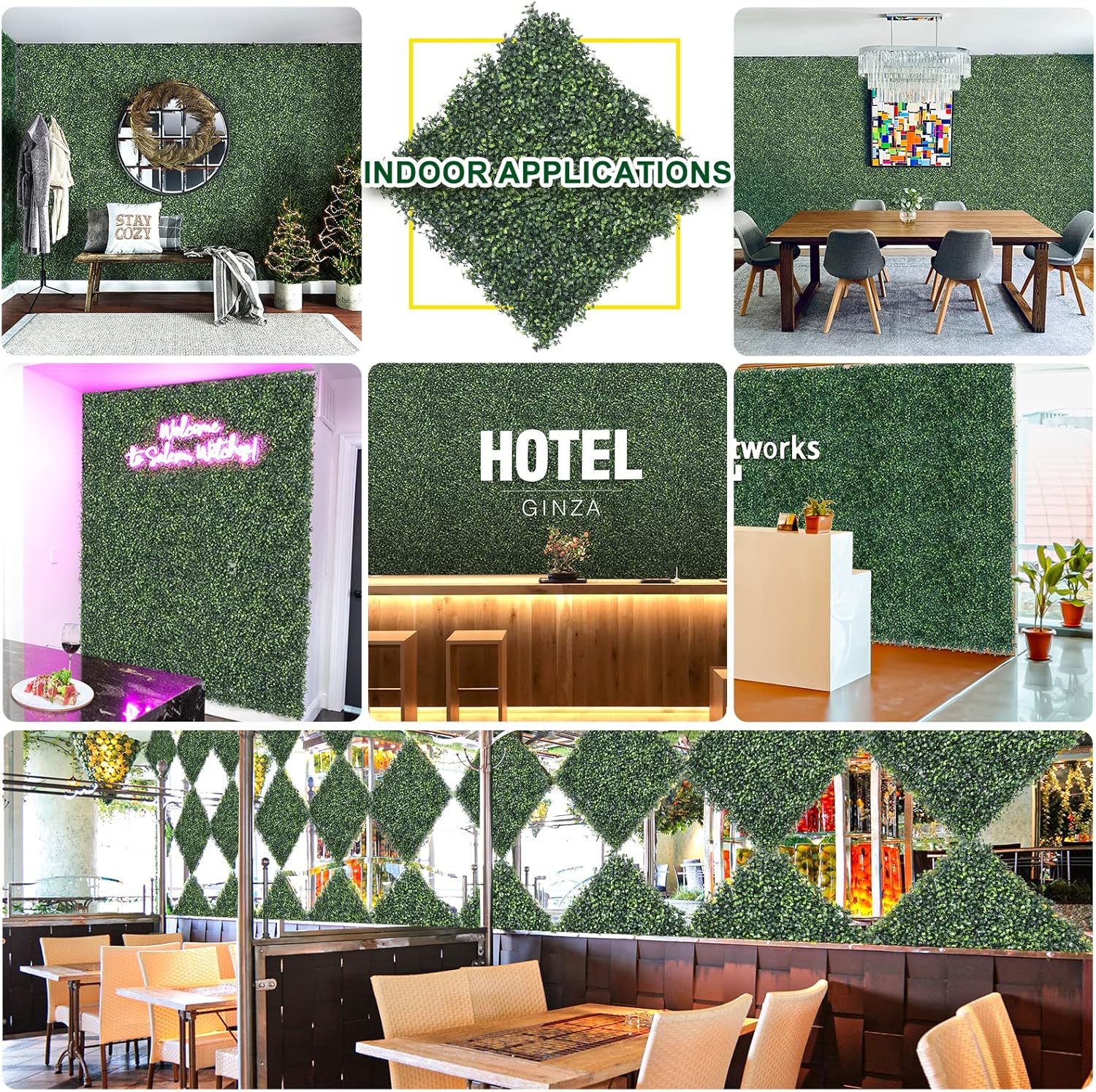 12PCS 20&quot;x20&quot; Artificial Hedge Wall Screen 4 Layers Plant Wall