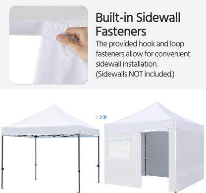 Canopy Tent, Commercial Instant Heavy Duty Canopy, 500D Waterproof Adjustable Canopy with Wheeled Carry Bag, 4 Sandbags and 4 Stakes (10X10, White)