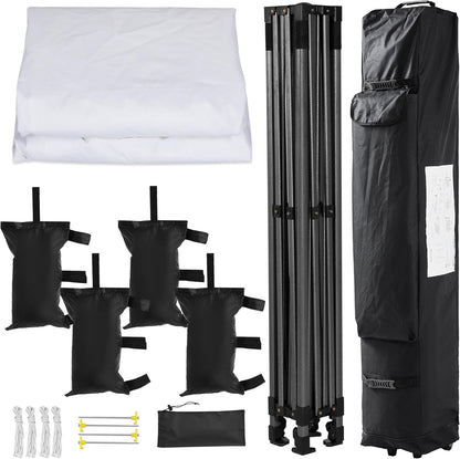 Canopy Tent, Commercial Instant Heavy Duty Canopy, 500D Waterproof Adjustable Canopy with Wheeled Carry Bag, 4 Sandbags and 4 Stakes (10X10, White)