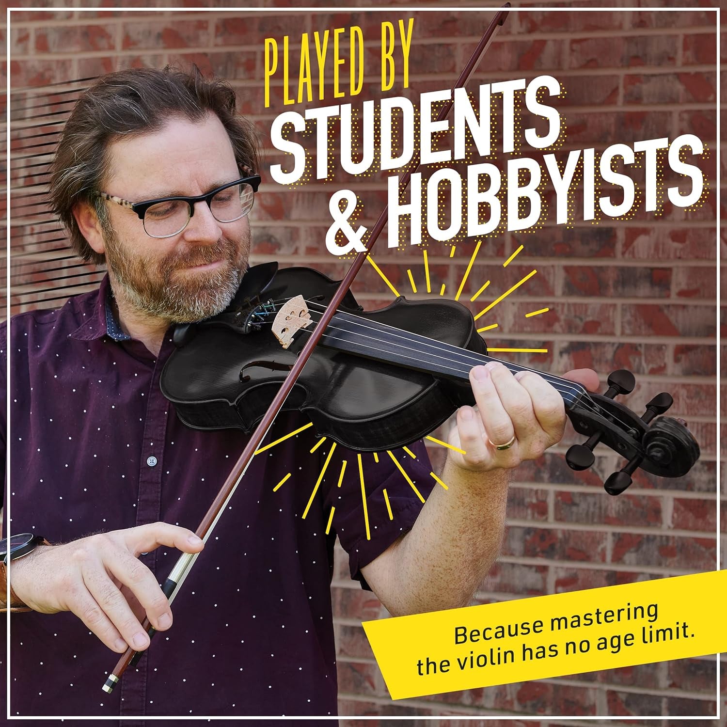 Violin for Beginners, Kids &amp; Adults - Beginner Kit for Student W/Hard Case, Rosin, Bow - Starter Violins, Wooden Stringed Musical Instruments