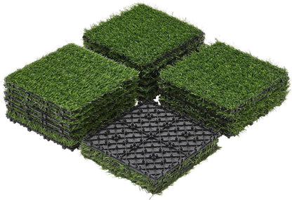 12&quot; X 12&quot; Artificial Grass, Turf Tiles Interlocking Self-Draining Grass, Fake Grass, Grass Pad for Dogs Potty, Patio, Balcony, Outdoor, Floor Decor, Pet, 27 Pack