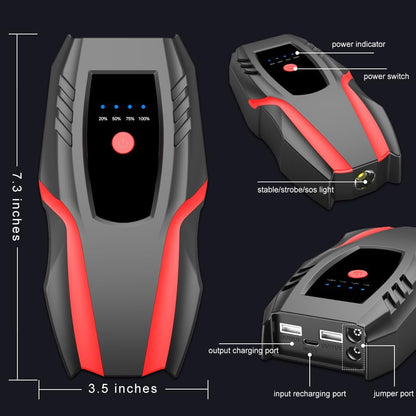 12V Auto Jump Starter Pack with Air Compressor, Peak Current 2000A, Car Lithium Battery Charger Jumper Box Tire Air Pump, Portable Power Bank for 8.0L Gas and 5.0L Diesel with Quick Charge