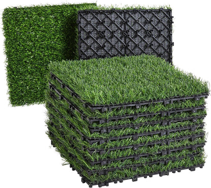 12&quot; X 12&quot; Artificial Grass, Turf Tiles Interlocking Self-Draining Grass, Fake Grass, Grass Pad for Dogs Potty, Patio, Balcony, Outdoor, Floor Decor, Pet, 27 Pack