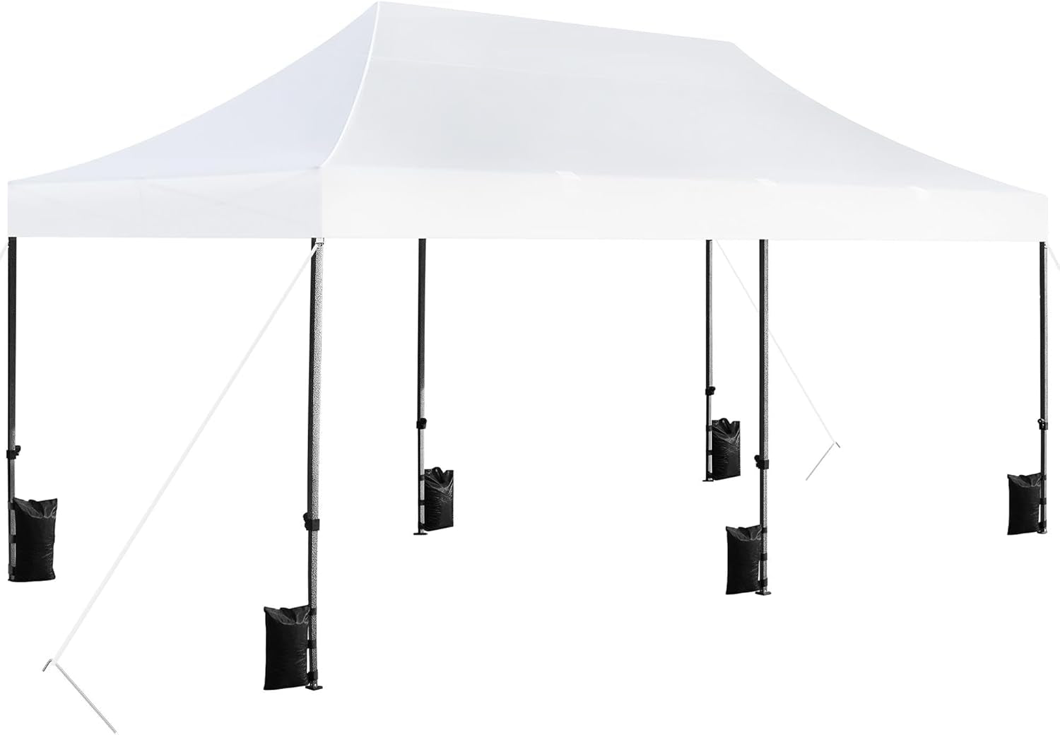 Canopy Tent, Commercial Instant Heavy Duty Canopy, 500D Waterproof Adjustable Canopy with Wheeled Carry Bag, 4 Sandbags and 4 Stakes (10X10, White)