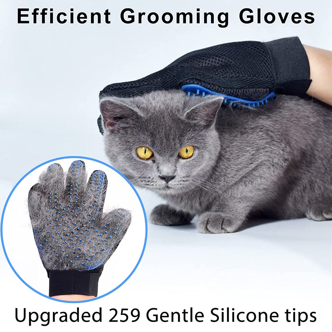Cat Grooming Glove Brush,Pet Hair Remover Tool,Reusable Dog Hair Fur Remover for Carpet,Furniture,Couch,Clothes,Eco-Friendly and High Efficiency