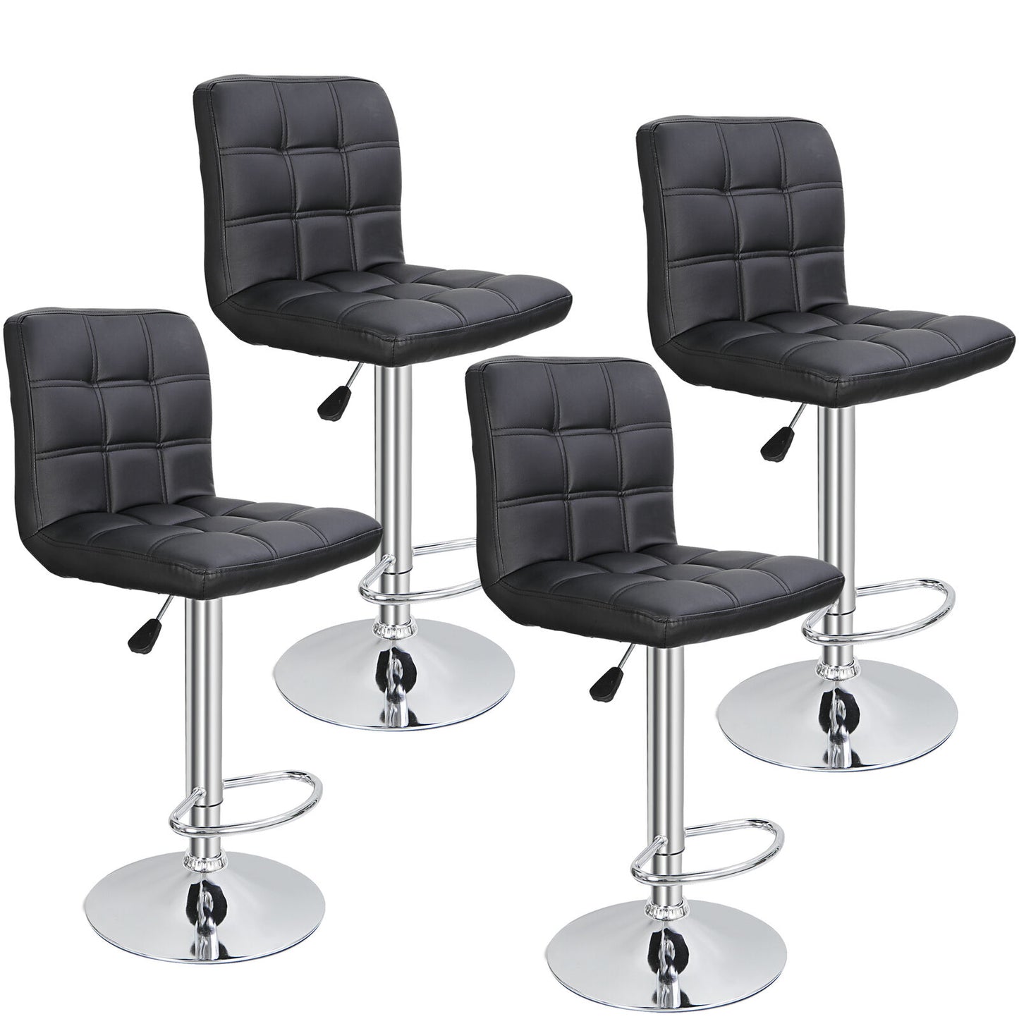 4PCS Adjustable Bar Stools PU Leather Modern Dinning Chair with Back