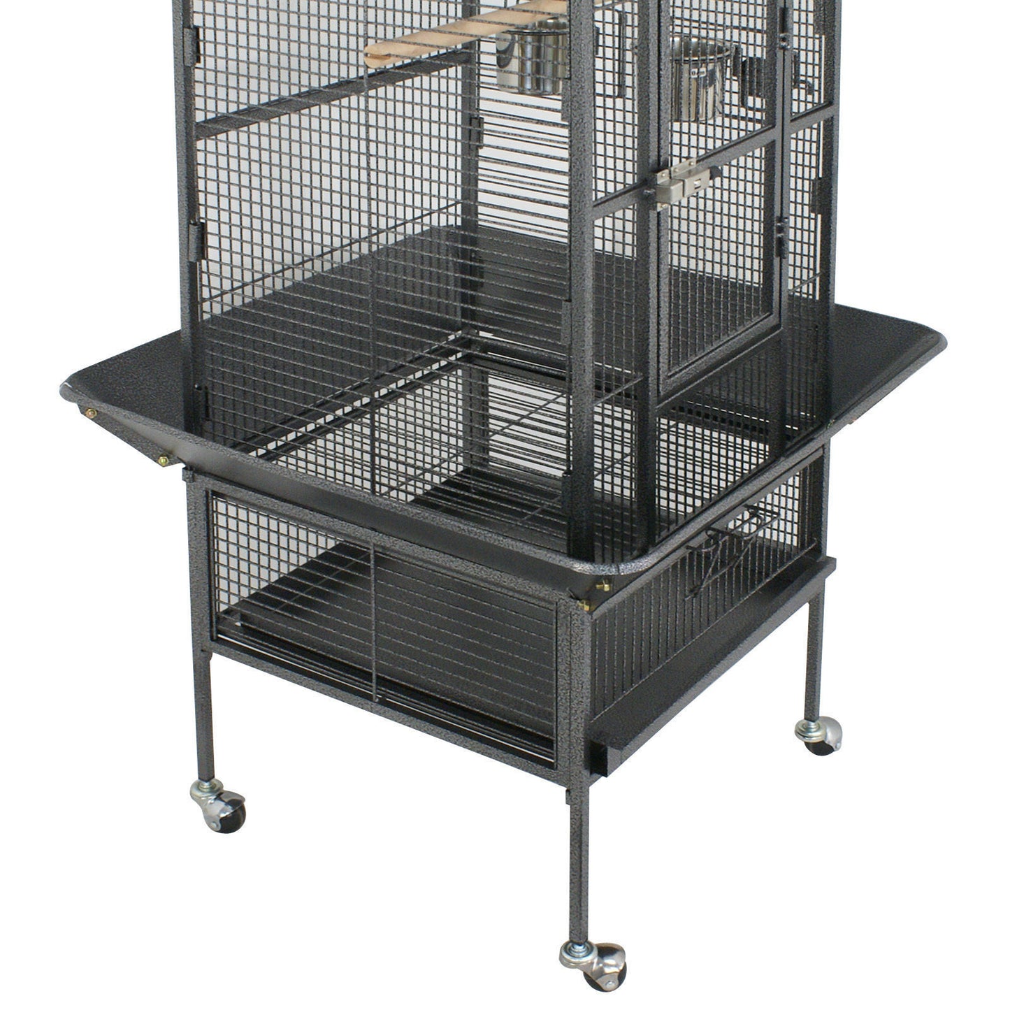 61" Bird Cage Play Top Large Parrot Cage Include Ladder & 2 Perches Iron Black