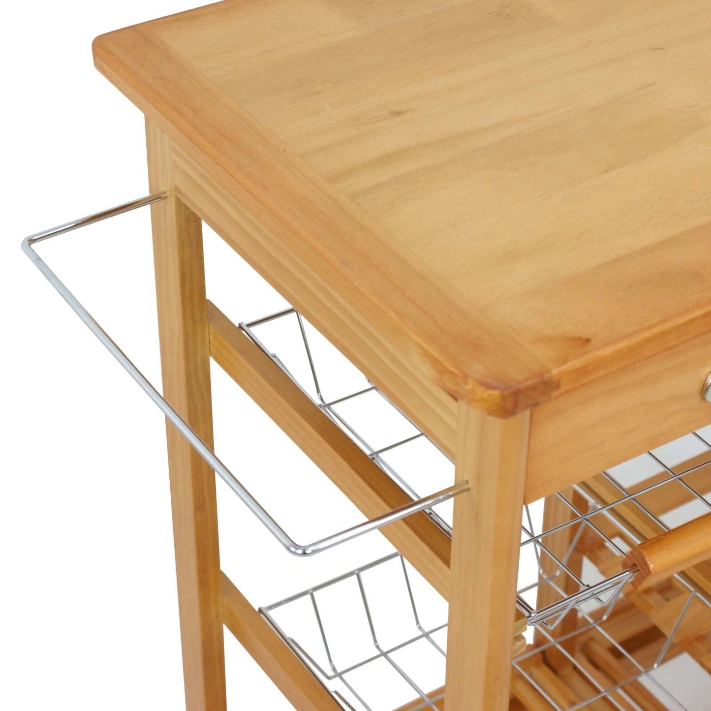 Wood Kitchen Storage Island Cart Dining Trolley Basket Stand Counter Top Table