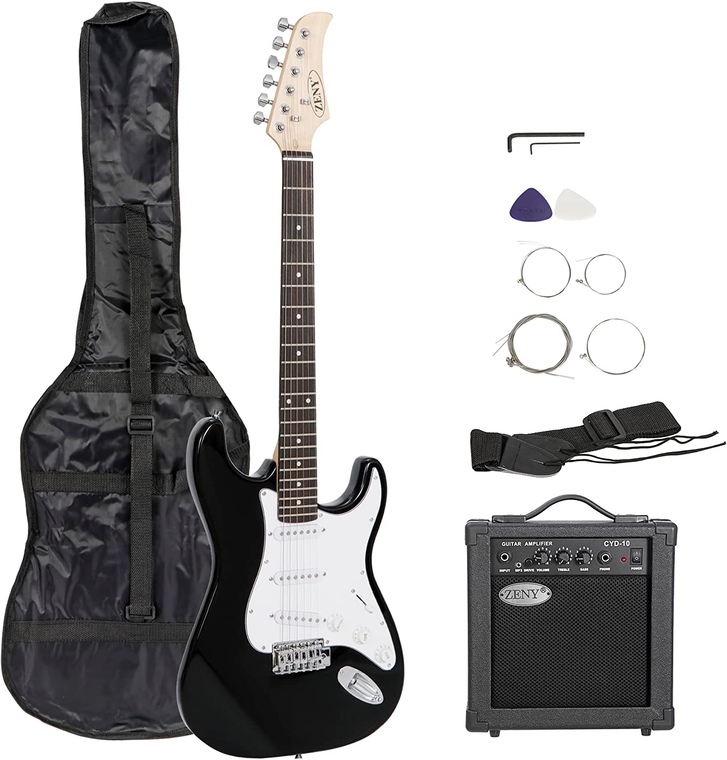 39" Full Size Electric Guitar with Amp, Case and Accessories Pack Beginner Starter Package, Blue Ideal Christmas Thanksgiving Holiday Gift