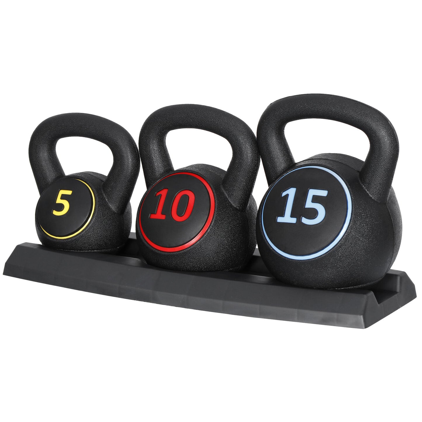 Pro 3-Piece Kettlebell Set Fitness Strength Training Exercise With Base Rack