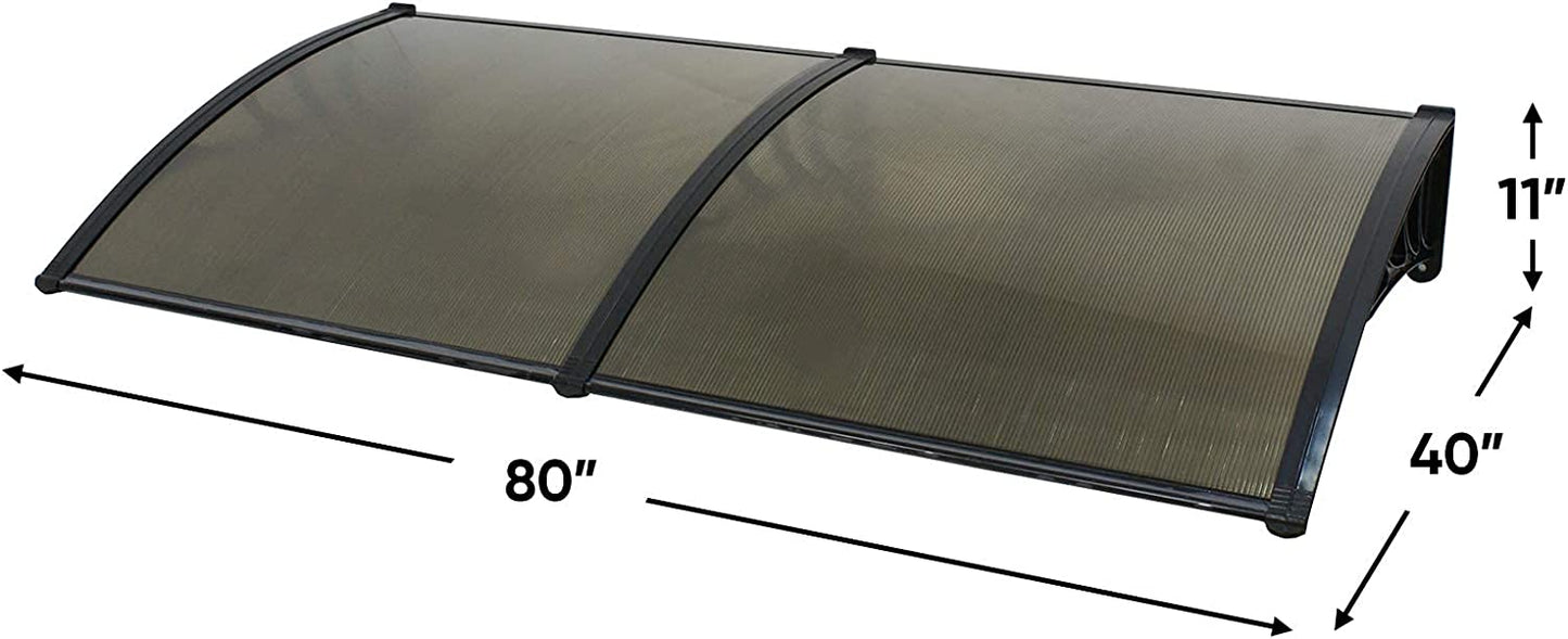 40"x 80" Window Awning Canopy Overhead Door Awning Polycarbonate Cover Front Door Outdoor Patio Canopy Cover Sun Shetter,UV,Rain Snow Protection Hollow Sheet