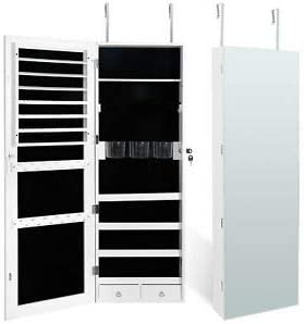 Hanging Jewelry Armoire with Full Length Mirror Wall Jewelry Cabinet Organizer, 47.2'' Door Mirror Jewelry Storage
