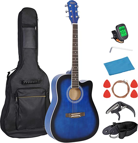 41in Beginner Acoustic Guitar Set w/Gig Bag, Tuner, Strings, Strap, Capo and Picks