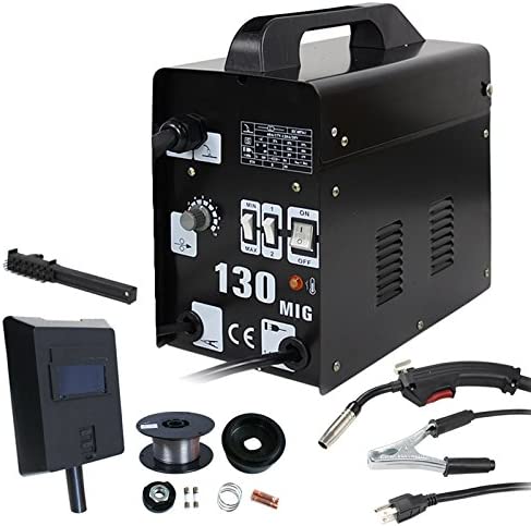 MIG130 Gas-Less Flux Core Wire Automatic Feed Welder Welding Machine w/Free Mask AC Current 60 AMP - Commercial Grade - 110 V