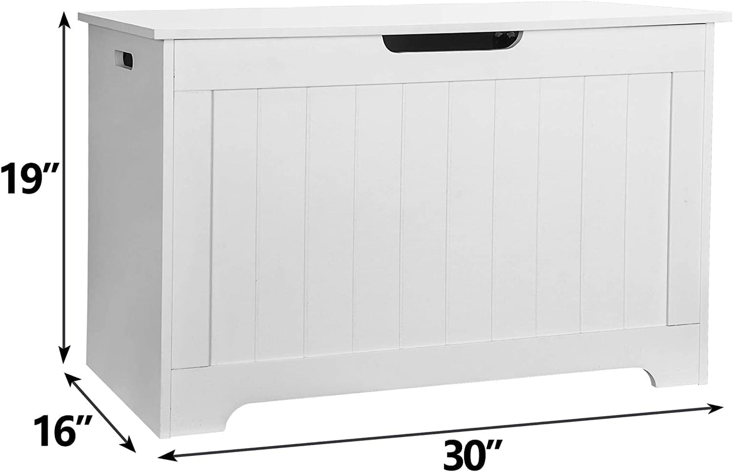 Lift Top Storage Cabinet Bench, Wooden Toy Chest Toddler Room Organizer Bin with 2 Safety Hinges