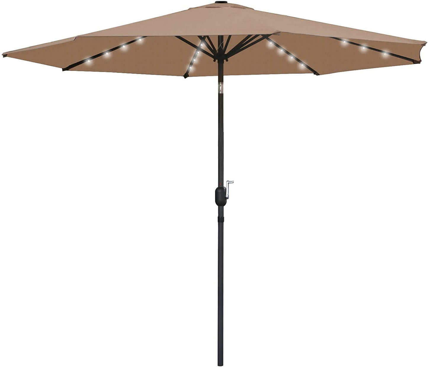 10ft Solar LED Patio Umbrella Market Table Umbrella with Easy Tilt Adjustment Outdoor Umbrella for Backyard,Poolside,Deck,Beach