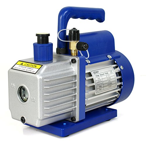 3,5CFM Single-Stage 5 Pa Rotary Vane Economy Vacuum Pump 3 CFM 1/4HP Air Conditioner Refrigerant HVAC Air Tool R410a 1/4" Flare Inlet Port, Blue